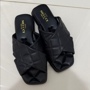 Sesto Meucci Black Quilted Mules